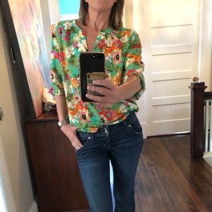 Green Floral Blouse